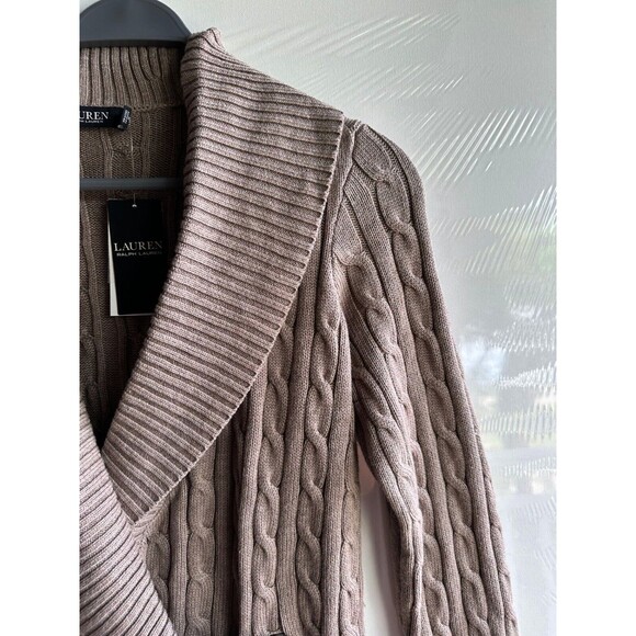 NWT lauren RALPH LAUREN WOMEN'S SWEATER LARGE L Cable-Knit Buckle-Trim - Picture 2 of 4